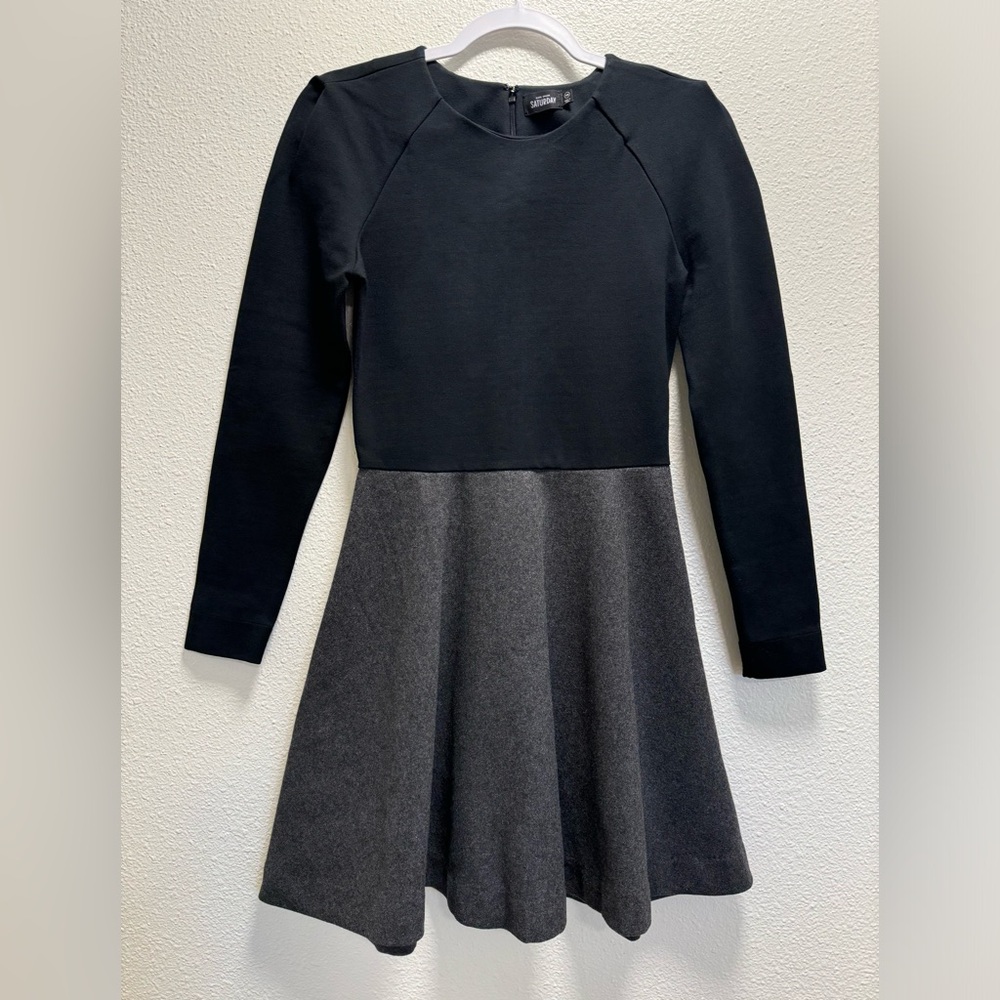 KATE SPADE Saturday Skater Mini Dress Back Long Sleeve Zipper Cotton Size 00